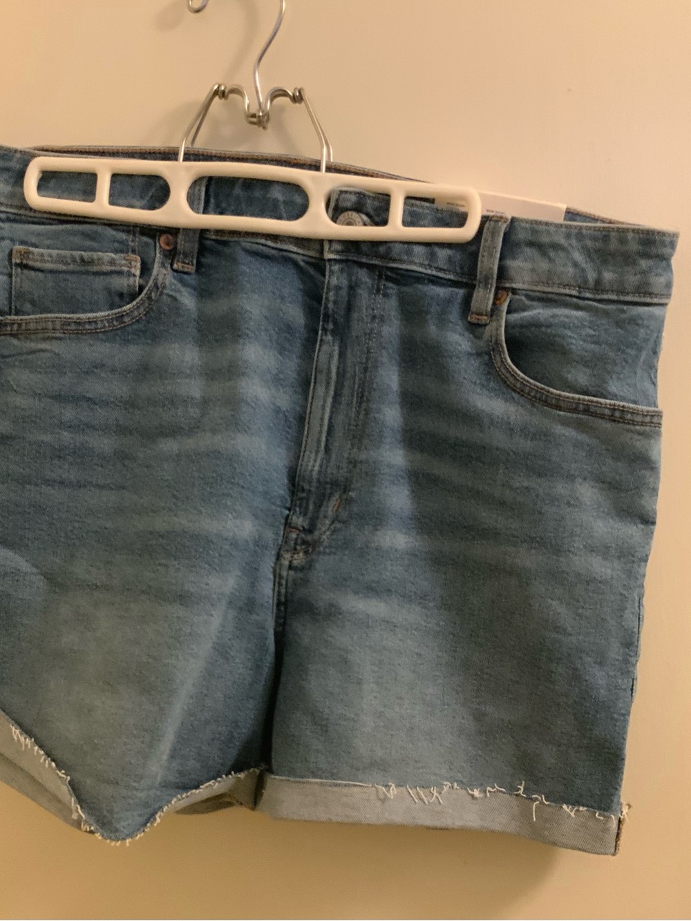 American Eagle Outfitters Plus Size Light Blue Rolled Hem Denim Shorts